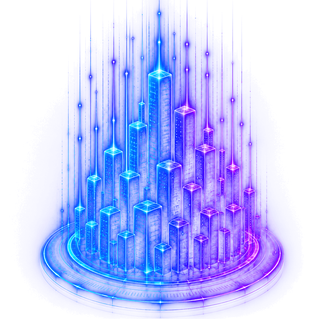 Holographic city skyline
